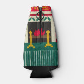 Holly Fireplace Red Green Gold Noel Fringe Crochet Flesjeskoeler (Achterkant)