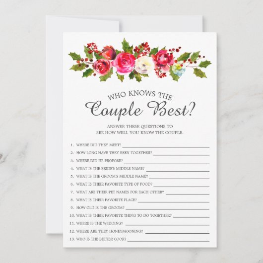 Holly Floral die het beste bruidsspel van het paar Kaart (Voorkant)