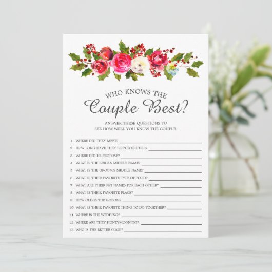 Holly Floral die het beste bruidsspel van het paar Kaart (Staand voorkant)