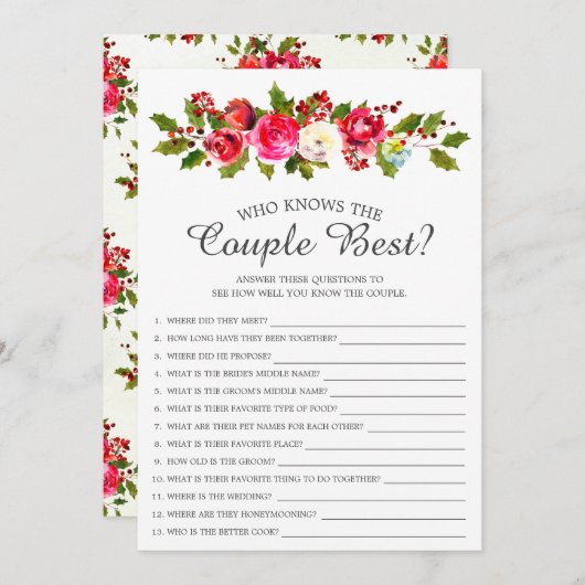 Holly Floral die het beste bruidsspel van het paar Kaart (Voorkant / Achterkant)