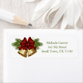 Holly Floral Gold Bells kerstadres Etiket (Insitu)