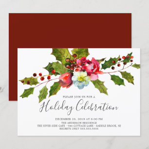 Holly Floral kerstfeestdag Kaart