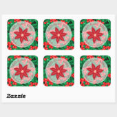 Holly Floral kersthomemade Holiday Baking Vierkante Sticker (Vel)