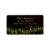 Holly Flourish Kerstmis Adreslabel Etiket (Voorkant)