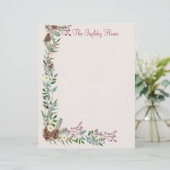 Holly Forest Kerstmis 8,5 "x 11" briefpapier Briefhoofd (Staand voorkant)