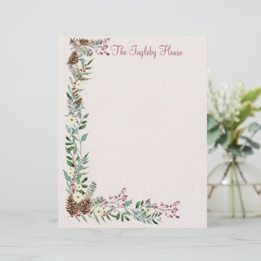 Holly Forest Kerstmis 8,5 "x 11" briefpapier Briefhoofd (Staand voorkant)