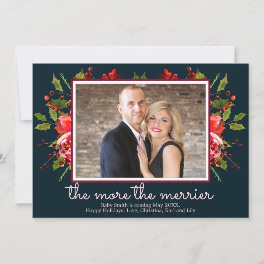 Holly Foto met Kerstmis Zwangerschap Aankondiging  (Voorkant)
