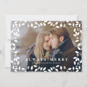 Holly Frame | Altijd vrolijk Foto Feestdagenkaart (Voorkant)