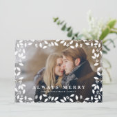 Holly Frame | Altijd vrolijk Foto Feestdagenkaart (Staand voorkant)