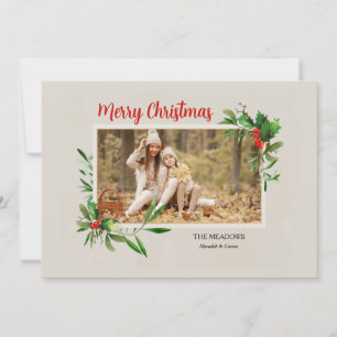Holly Frame Foto Kerstkaart