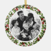 Holly Framed Photo Ornament met monogram (Voorkant)