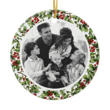  Holly Framed Photo Ornament met monogram