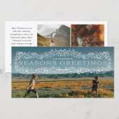 Holly Framed Seasons Greetings Photo Holiday Card (Voorkant / Achterkant)