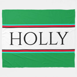 HOLLY Fun Feestelijke Heldergroene Rode Witte Stre Fleece Deken