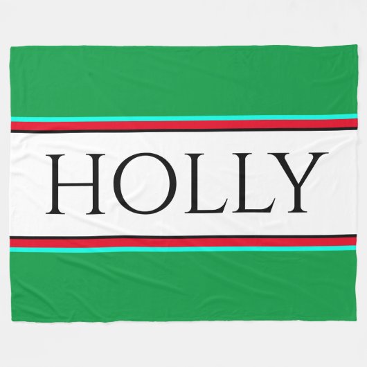 HOLLY Fun Feestelijke Heldergroene Rode Witte Stre Fleece Deken (Voorkant (Horizontaal))