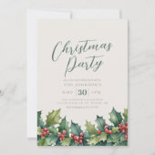 Holly Garland Elegant Kerstfeest Uitnodiging (Voorkant)
