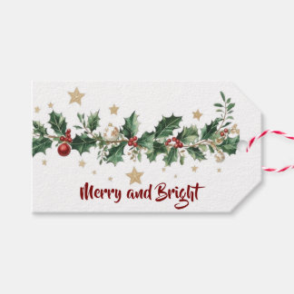 Holly Garland Merry & Bright Cadeaulabel