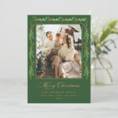 Holly Garland Merry Christmas Photo Card Kaart (Staand voorkant)