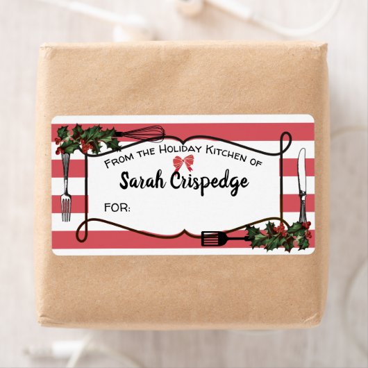 Holly gebruiksvoorwerpen Kerstmis voedsel cadeau s Etiket (Insitu)