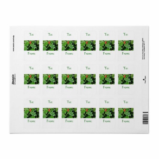 Holly Gift Label (Full Sheet)