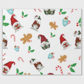 Holly Gnome Peperkoek Kerststok Kerstmis Cadeaupapier (Vlak)