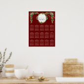 Holly Gold Foliage Burgundy Wedding Seding Chart Poster (Keuken)