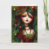 Holly Gothische Illustratie Kerstmis Kaart (Voorkant)