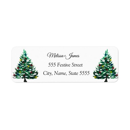 Holly Green kerstboom Festive Wedding Label (Voorkant)