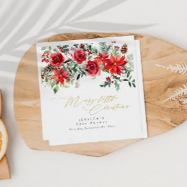 Holly Greenery Kerst Baby shower Uitnodiging Servet