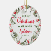 Holly Greenery | Kerstkeramische sieraden Keramisch Ornament (Rechts)