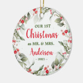 Holly Greenery | Kerstkeramische sieraden Keramisch Ornament (Links)