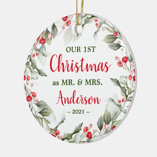 Holly Greenery | Kerstkeramische sieraden Keramisch Ornament (Links)