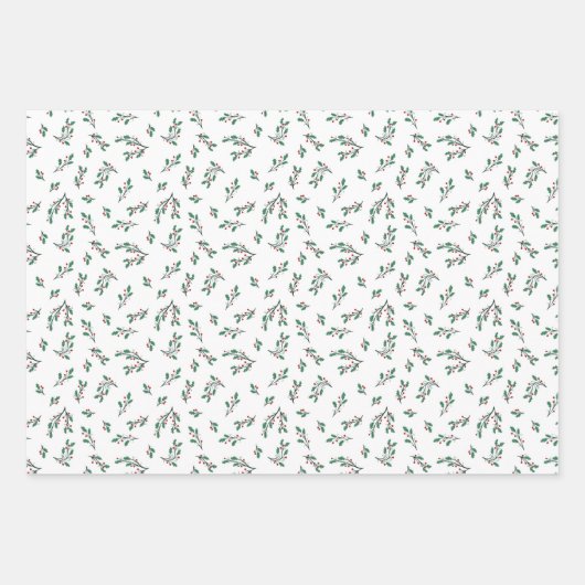 Holly Greenery Patterns Christmas Gifts Inpakpapier Vel (Voorkant 2)