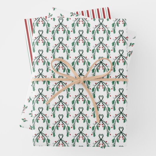 Holly Greenery Patterns Christmas Gifts Inpakpapier Vel (In situ)