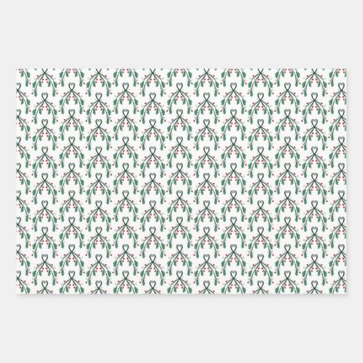 Holly Greenery Patterns Christmas Gifts Inpakpapier Vel (Voorkant)