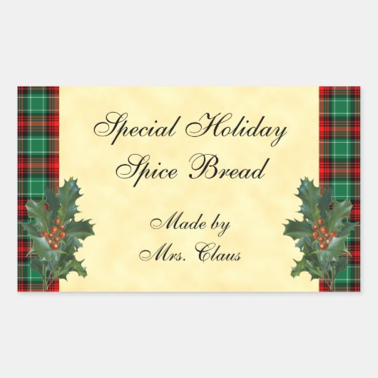 Holly Groen Rood Plaid Vakantie Bakken Sticker (Voorkant)