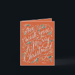 Holly Hand Lettered We wensen je een vrolijk kerst Feestdagen Kaart<br><div class="desc">Pas de achtergrondkleur aan met een jaar (of verwijder deze in de editor). Origineel lettertype van Becky Nimoy. Fotosjabloon aan de binnenkant,  desgewenst ook verwijderen in editor</div>