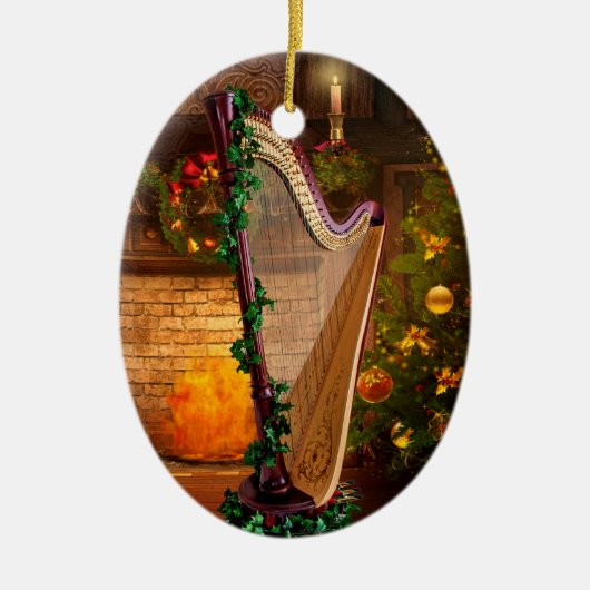Holly Harp kerstversiering Keramisch Ornament (Voorkant)