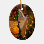 Holly Harp kerstversiering Keramisch Ornament (Achterkant)