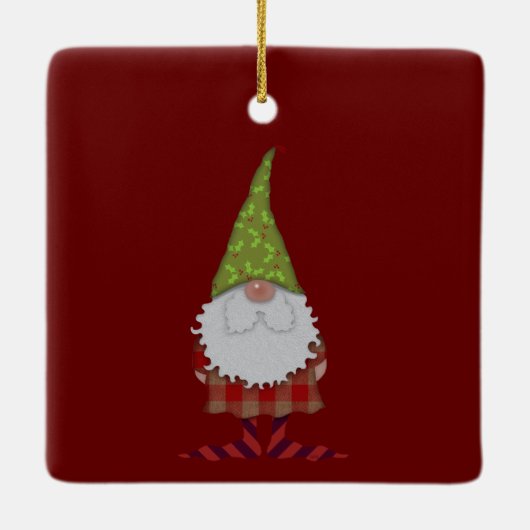Holly Hatted Kerstgenoome Keramisch Ornament (Achterkant)