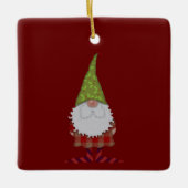 Holly Hatted Kerstgenoome Keramisch Ornament (Voorkant)