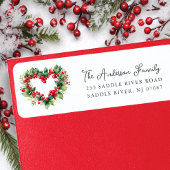 Holly Heart Wreath Vakantie Etiket
