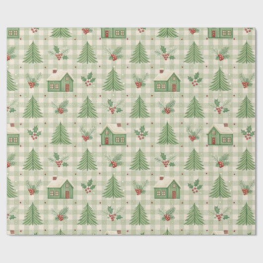Holly Hearth Kerstmis Cadeaupapier (Vlak)