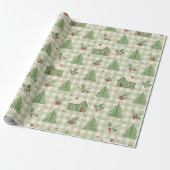 Holly Hearth Kerstmis Cadeaupapier (Uitgerold)