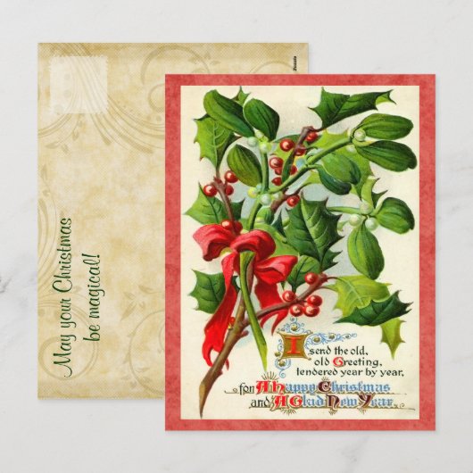  Holly Holiday Briefkaart (Voorkant / Achterkant)