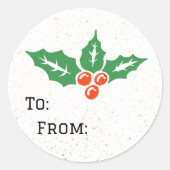 Holly Holiday Christmas Gift Label Sticker (Voorkant)