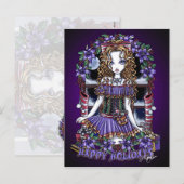 Holly Holiday Christmas Party Snoep Angel Briefkaa Feestdagenkaart (Voorkant / Achterkant)