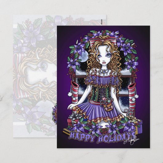 Holly Holiday Christmas Party Snoep Angel Briefkaa Feestdagenkaart (Voorkant / Achterkant)