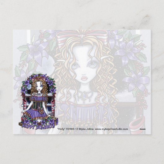 Holly Holiday Christmas Party Snoep Angel Briefkaa Feestdagenkaart (Achterkant)