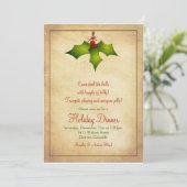 Holly Holiday Dinner Party Uitnodiging (Staand voorkant)